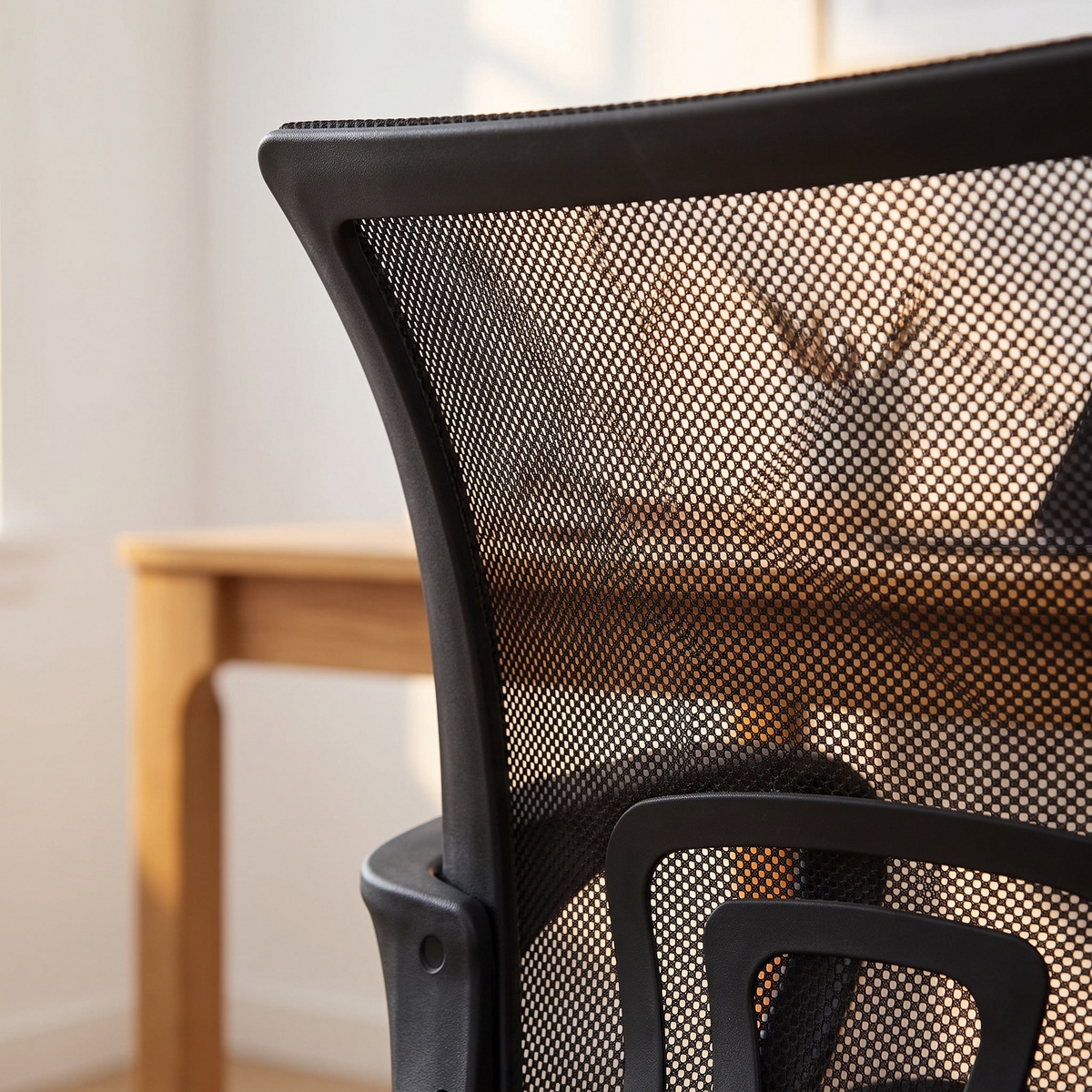 Close up of the mesh backrest on the Wexley office chair